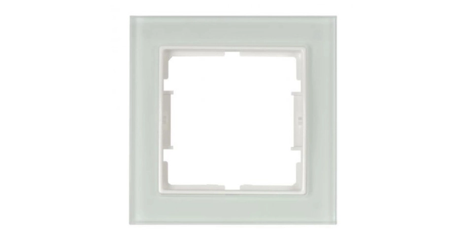 ЕЛИТРА РАМКА ЕДИНИЧНА- СТЪКЛО-БЯЛ-20бр/к
