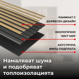 Акустичен панел от MDF 60x275см Голд + ПОДАРЪК: Лепило