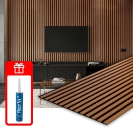 Акустичен панел от MDF 60x275см Тийк + ПОДАРЪК: Лепило